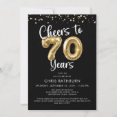 70年のお祝い風船 コンフェッティ 招待状 (正面)