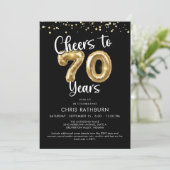 70年のお祝い風船 コンフェッティ 招待状 (スタンド正面)