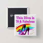 70年の古い靴の女王 缶バッジ (正面&裏面)