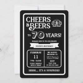 70年の喜びを「乾杯とビール」で祝福 招待状
