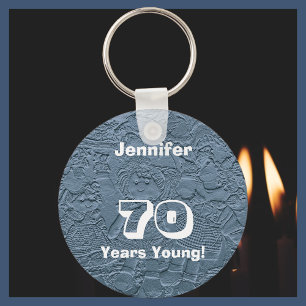 70年の若い青いぼろ布人形のキーチェーン(キーチェーン) キーホルダー