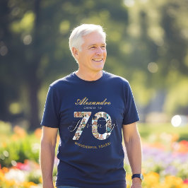 70年の軌跡 誕生日フォトコラージュ Tシャツ
