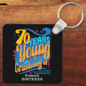 70年はまだ粉砕し、レトロ誕生日ヴィンテージ キーホルダー (裏面)