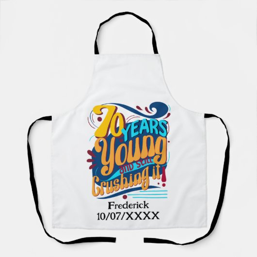 70年はまだ粉砕し、ヴィンテージ誕生日レトロ エプロン (正面)