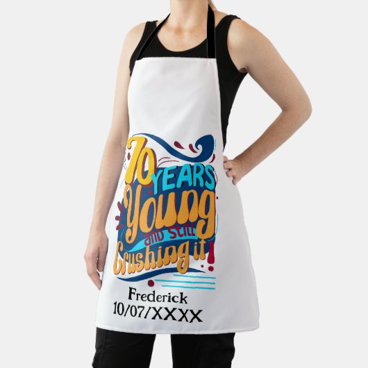 70年はまだ粉砕し、ヴィンテージ誕生日レトロ エプロン (インサイチュ)