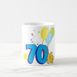 70年を祝います若い コーヒーマグカップ