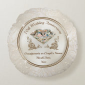 70年パーソナライズされた記念ゴージャス ラウンドクッション (正面)