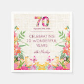 70年フラワーズフローラリネン70誕生日 スタンダードカクテルナプキン (正面)