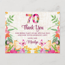 70年フラワーズフローラリネン70誕生日 ポストカード
