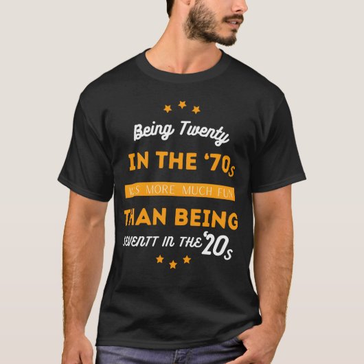70年代に20歳だったなんて最高に楽しかった Bommer fun Tシャツ (正面)