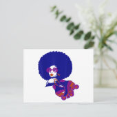 70年代のアフロ女性ローラースケートの男女 案内ポストカード (スタンド正面)