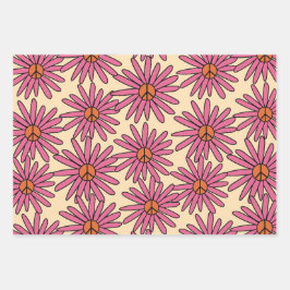 70年代のインスパイアレトロフローラギフト包装シート ラッピングペーパーシート