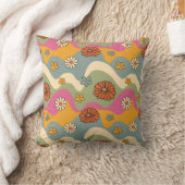 70年代のインスパイアレトロフローラ装飾用クッション クッション (ブランケット)