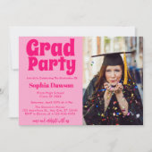 70年代のインスパイアレトロ卒業パーティー写真 招待状 (正面)