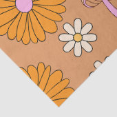 70年代のオレンジのデイジーとキノコに戻る 薄葉紙 (詳細)