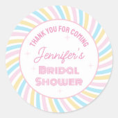 70年代のグルービーなピンクのブライズシャワー 感謝の気持ち 参加してくれてありがとう ラウンドシール (正面)