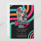 70年代のグルービーなボギーレトロディスコバースデーパーティー 招待状 (正面)