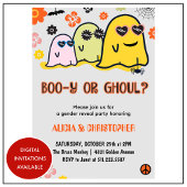 70年代のゴーストハロウィン・ジェンダーリビール Booy or Ghoul 招待状