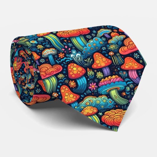 70年代のサイカデリックなグルービーマッシュルームネクタイ ネクタイ (ロール)