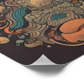 70年代のサイケデリックキノコレトロAIアート ポスター (角)