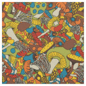 70年代のサイケデリックキノコ生地 ファブリック (クローズアップ)