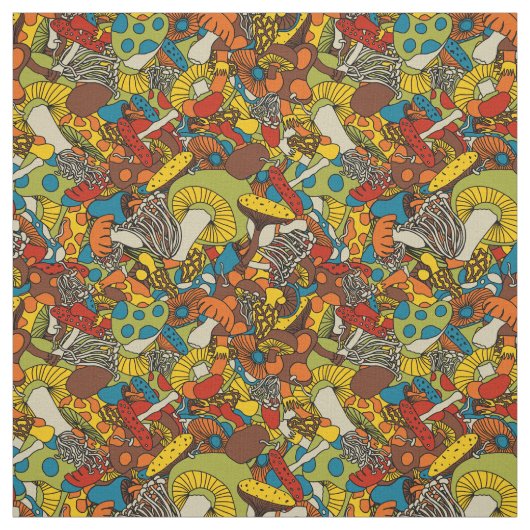 70年代のサイケデリックキノコ生地 ファブリック (見本)