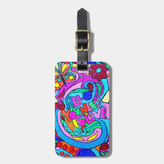 70年代のスタイルヒッピーラブサンダーコーブ ラゲッジタグ (正面縦)