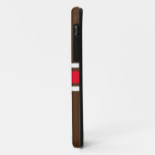 70年代のスポーティな白い赤いレーシングストライプスのブラウンはっきりした Case-Mate iPhoneケース (裏面/左)