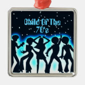 70年代のティール(緑がかった色) メタルオーナメント (正面)