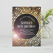 70年代のディスコダンスグリッター誕生日の招待状 招待状 (スタンド正面)