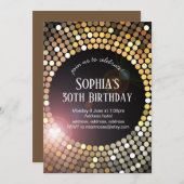 70年代のディスコダンスグリッター誕生日の招待状 招待状 (正面/裏面)