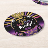 70年代のディスコパーティー70年代ヒッピー誕生日レイブ ラウンドペーパーコースター (アングル)