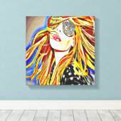 70年代のディスコ・ガール キャンバスプリント (インサイチュ (ウッドフロア))