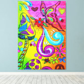 70年代のヒッピーサイケデリックバタフライ キャンバスプリント (インサイチュ (ウッドフロア))