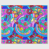 70年代のヒッピー平和および愛包装紙 ラッピングペーパー (フラット)