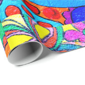 70年代のヒッピー平和および愛包装紙 ラッピングペーパー (ロールコーナー)