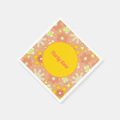 70年代のビーズピーチカラーサマーパターン スタンダードカクテルナプキン (角)