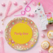 70年代のビーズピーチカラーサマーパターン ペーパープレート (パーティー)