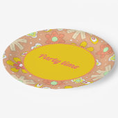 70年代のビーズピーチカラーサマーパターン ペーパープレート (アングル)
