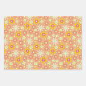 70年代のビーズピーチカラーサマーパターン ラッピングペーパーシート (正面2)