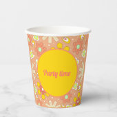 70年代のビーズピーチカラーサマーパターン 紙コップ (正面)