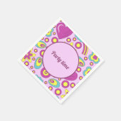 70年代のビーブスパープルカラーサマーパターン スタンダードカクテルナプキン (角)