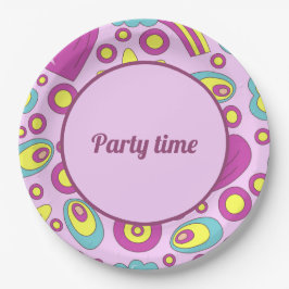 70年代のビーブスパープルカラーサマーパターン ペーパープレート