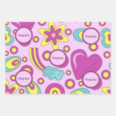 70年代のビーブスパープルカラーサマーパターン ラッピングペーパーシート (正面)