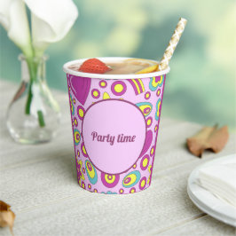 70年代のビーブスパープルカラーサマーパターン 紙コップ