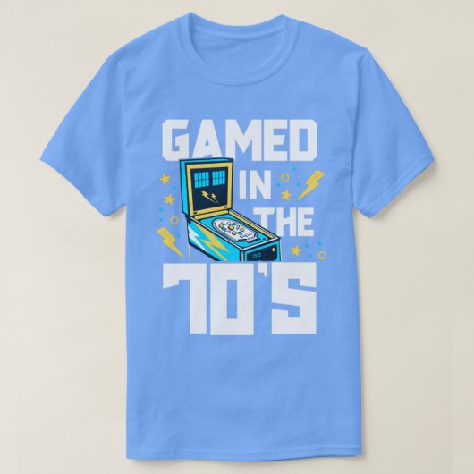 70年代のピンボールシャツのレトロArcadでゲームを男性へ開始 Tシャツ (デザイン正面)