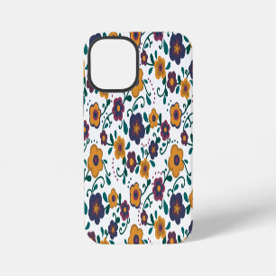 70年代のフォークアート風 レトロなダイジー柄 ジェルトーン iPhone 12 MINIケース
