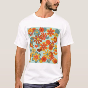 70年代のフラワーパワーのワイシャツ Tシャツ