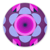 70年代のフローラビデオ – ピンクと紫 – アフリカプリント セラミックノブ (正面)