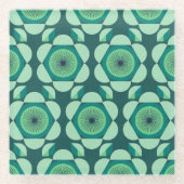 70年代のフローラビデオ – 緑と青 ガラスコースター (正面)